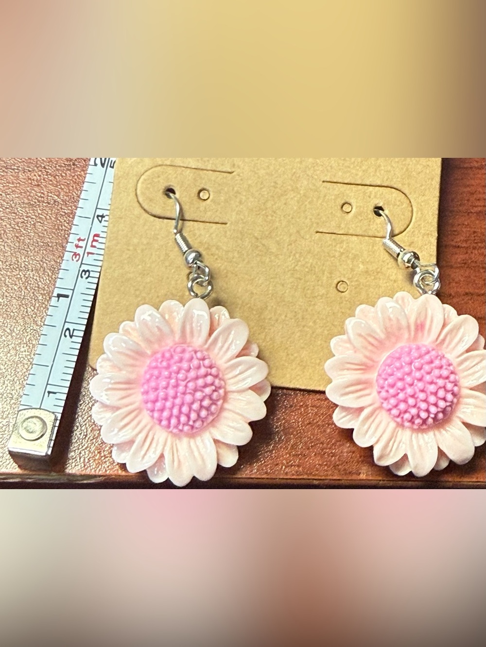 Pink Daisy Drop Earrings
